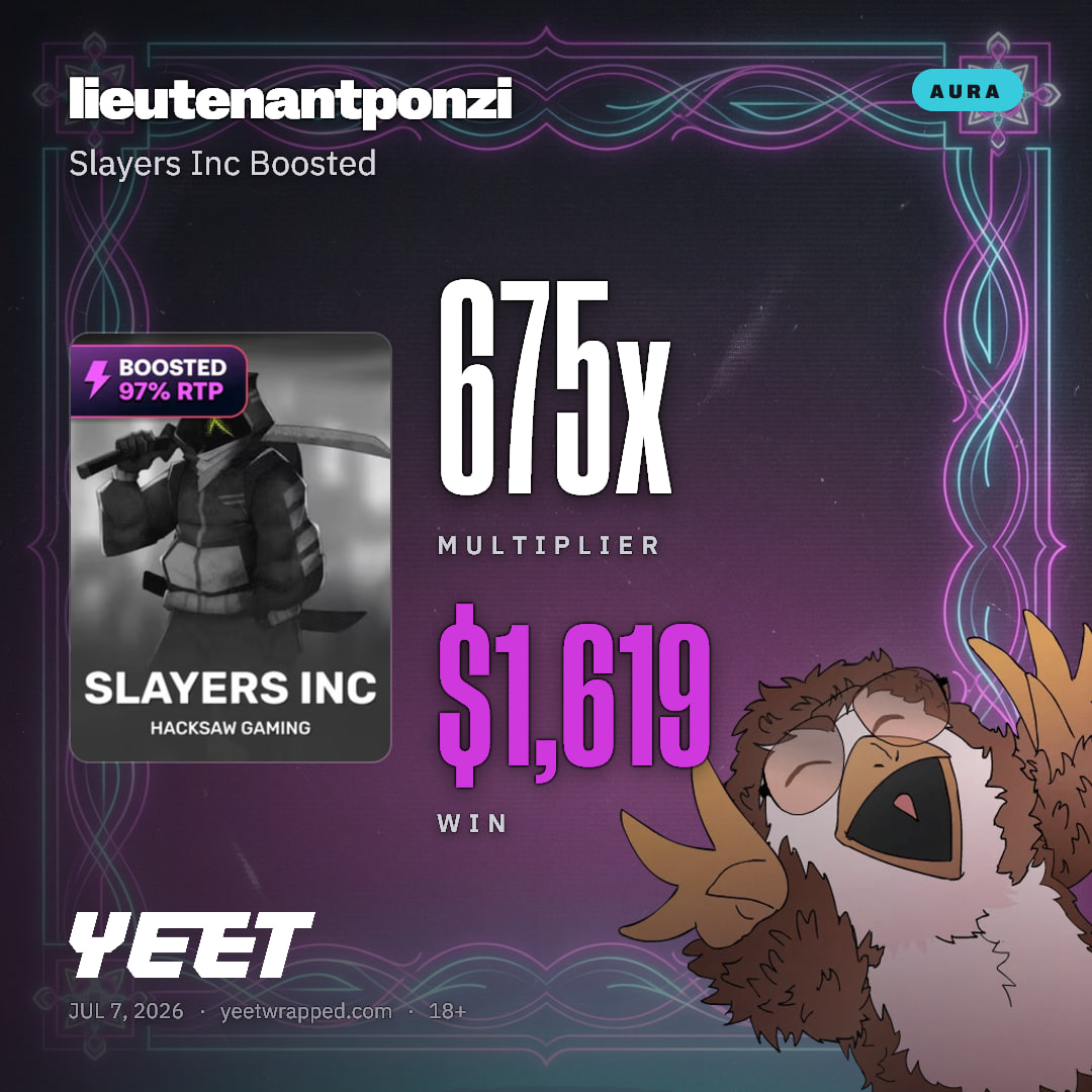 lieutenantponzi hit 674.6x on Slayers Inc Boosted