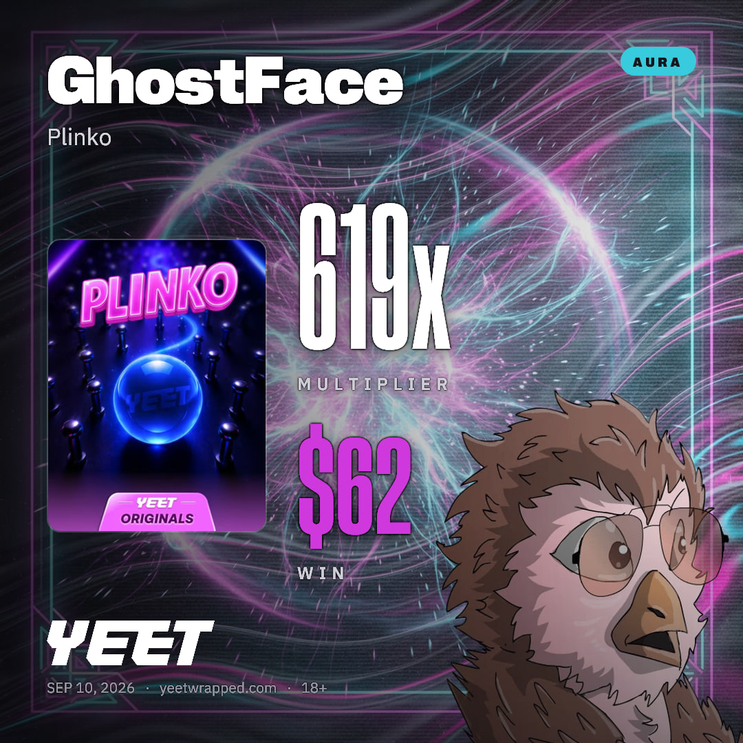 GhostFace hit 619x on Plinko