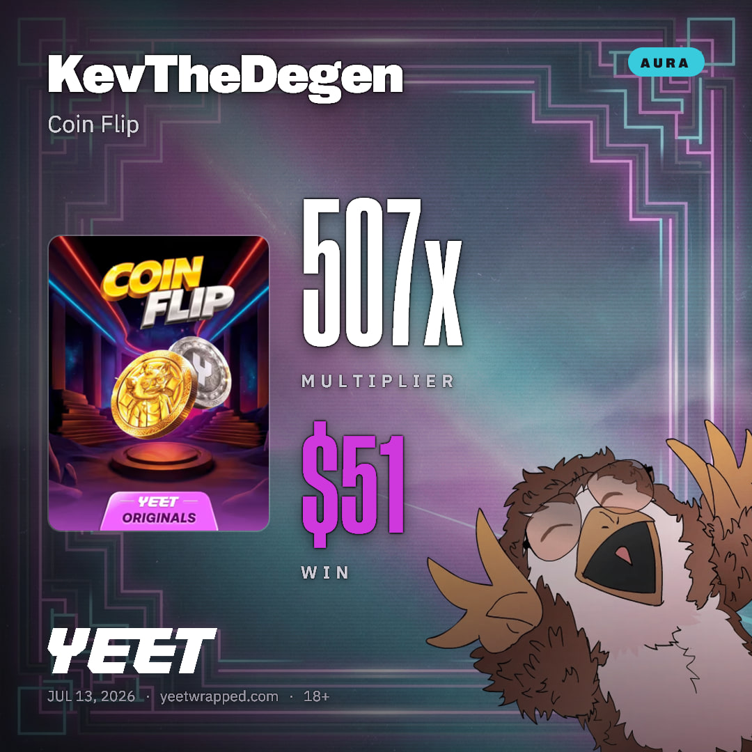 KevTheDegen hit 506.9x on Coin Flip