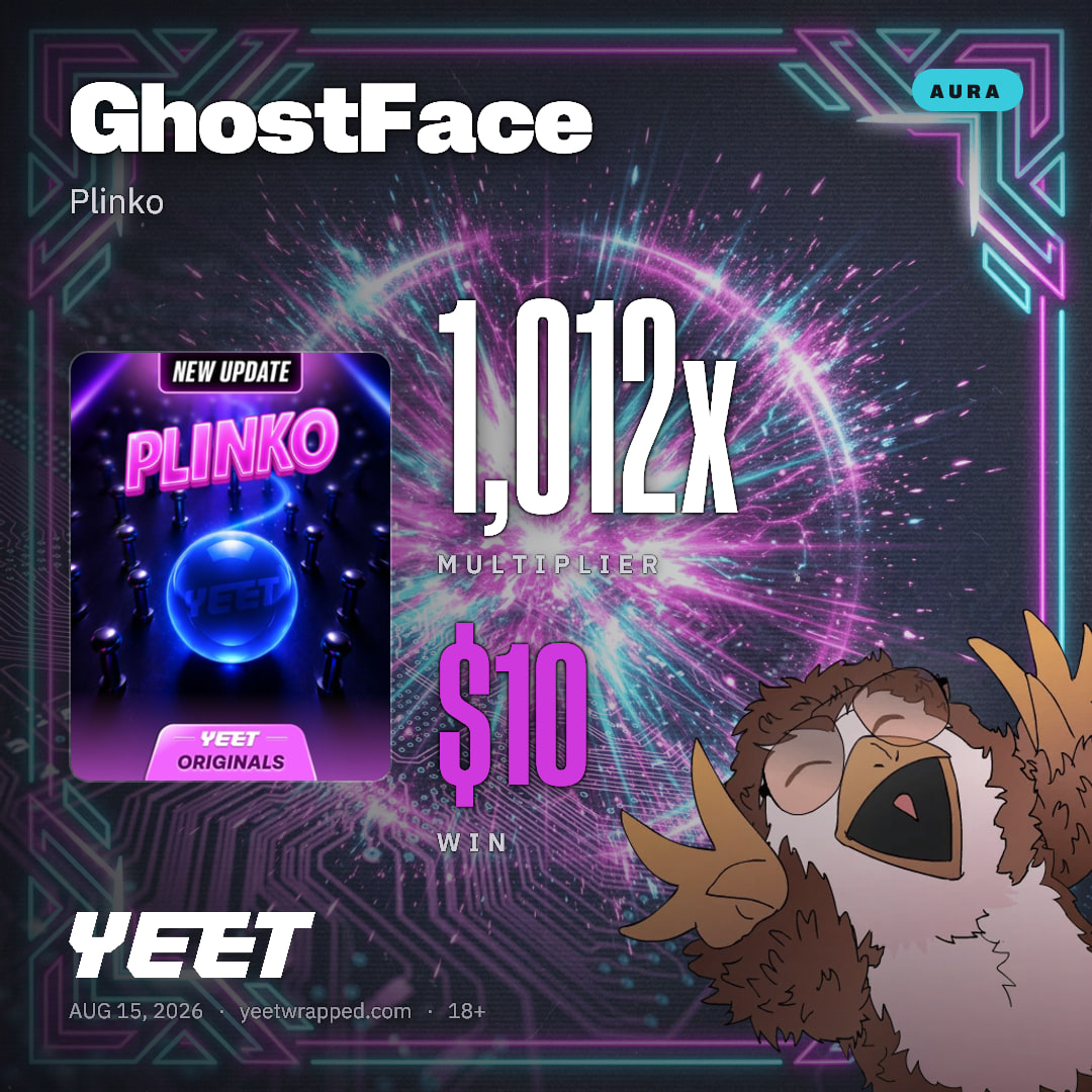 GhostFace hit 1,012x on Plinko