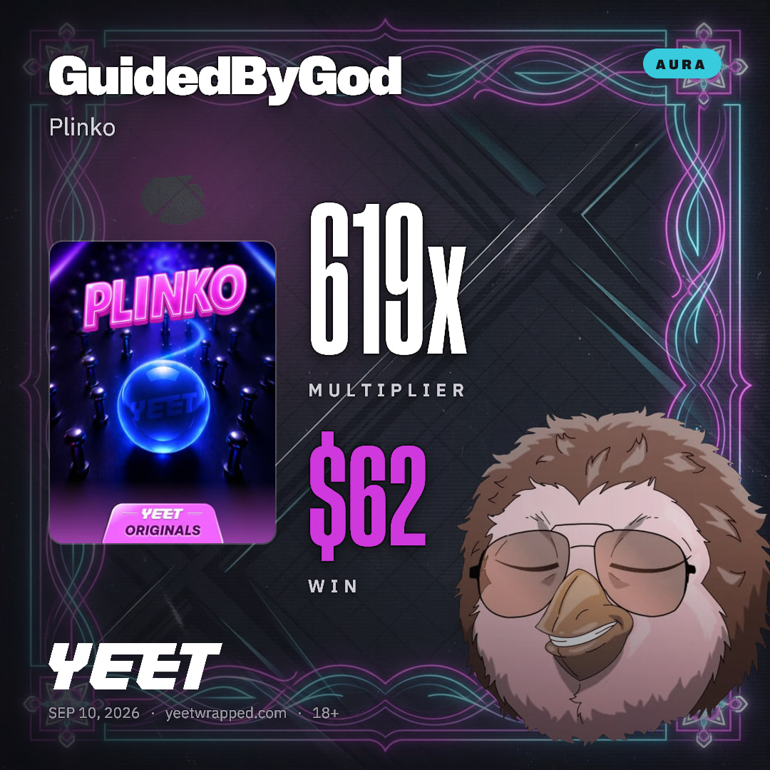 GuidedByGod hit 619x on Plinko