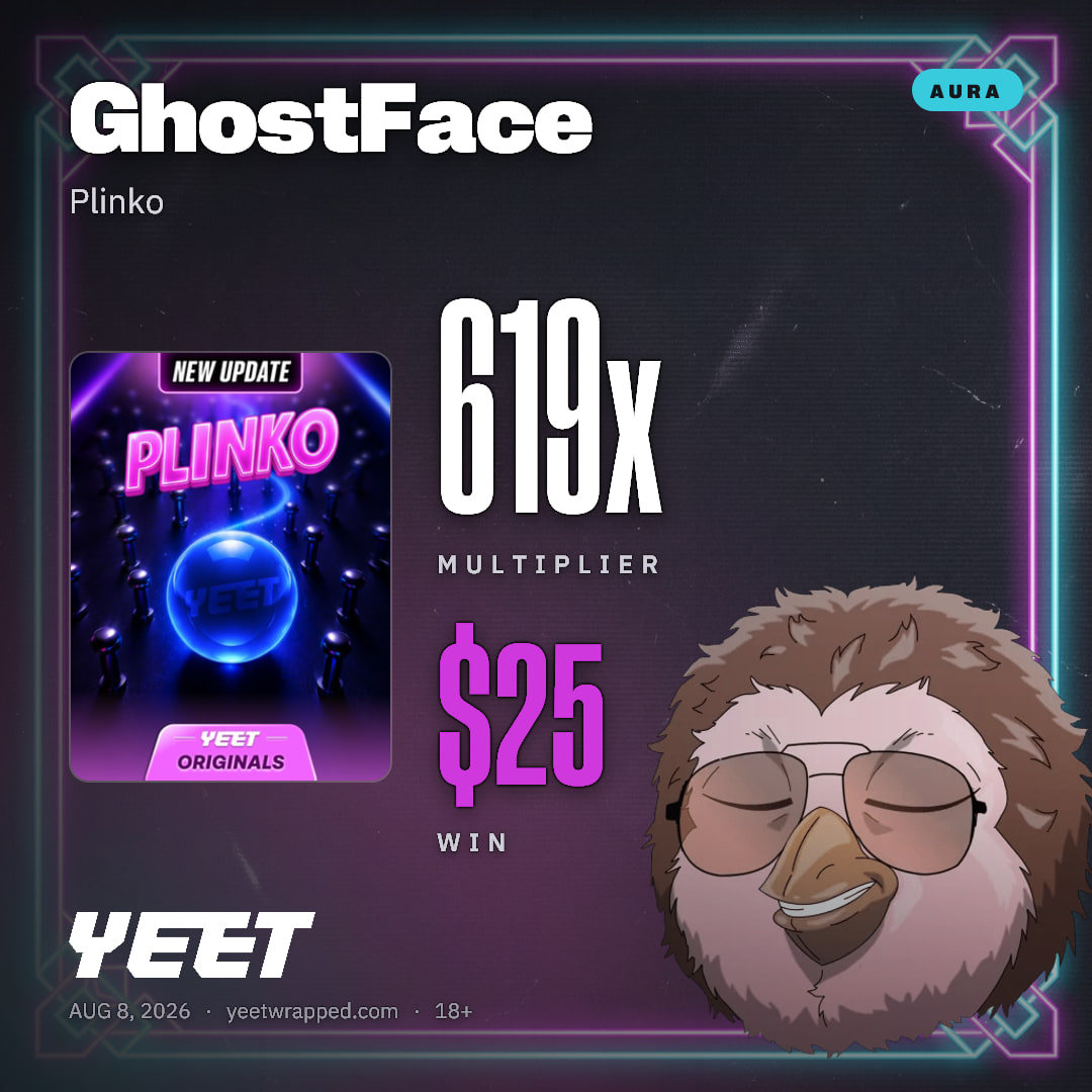 GhostFace hit 619x on Plinko