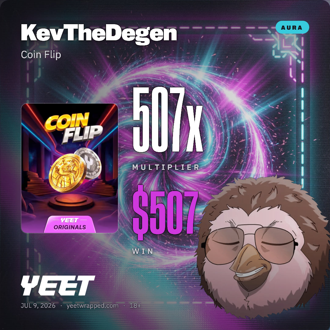 KevTheDegen hit 506.9x on Coin Flip
