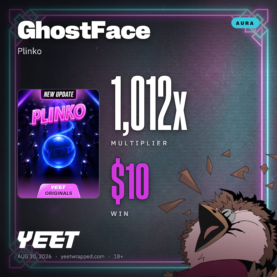 GhostFace hit 1,012x on Plinko