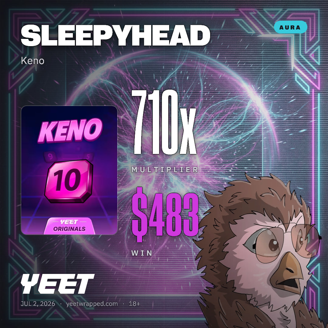 SLEEPYHEAD hit 710x on Keno