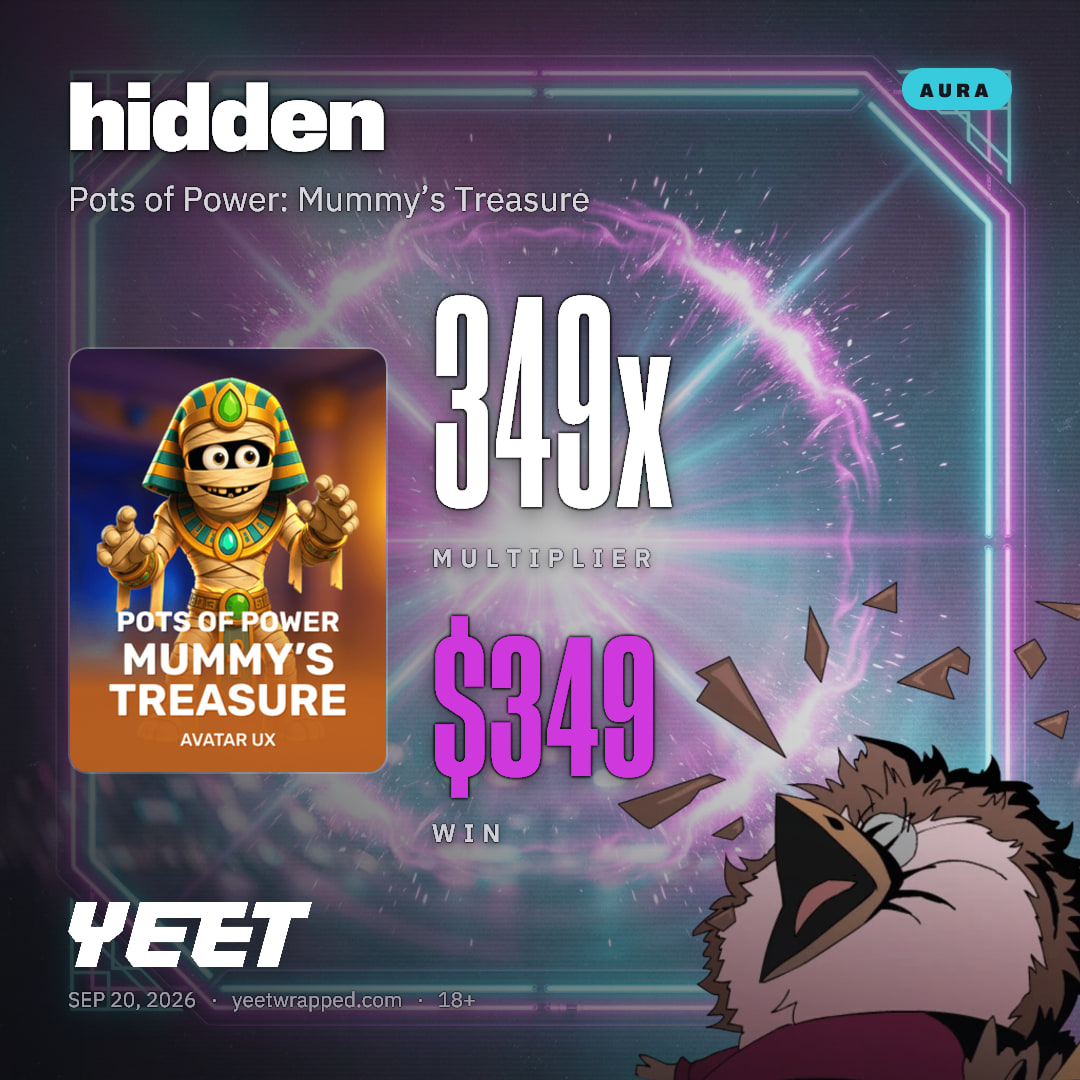 hidden hit 348.6x on Pots of Power: Mummy’s Treasure