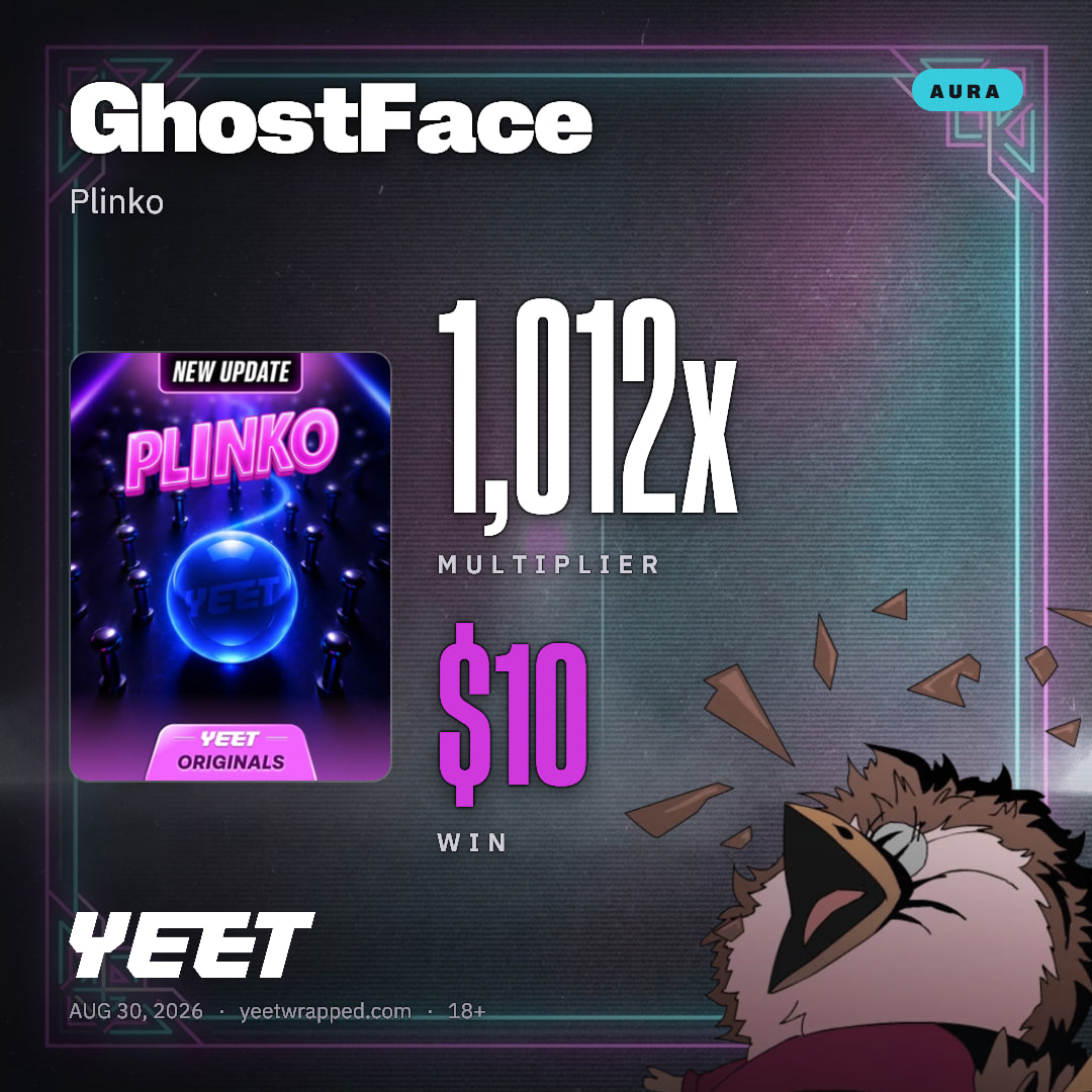 GhostFace hit 1,012x on Plinko
