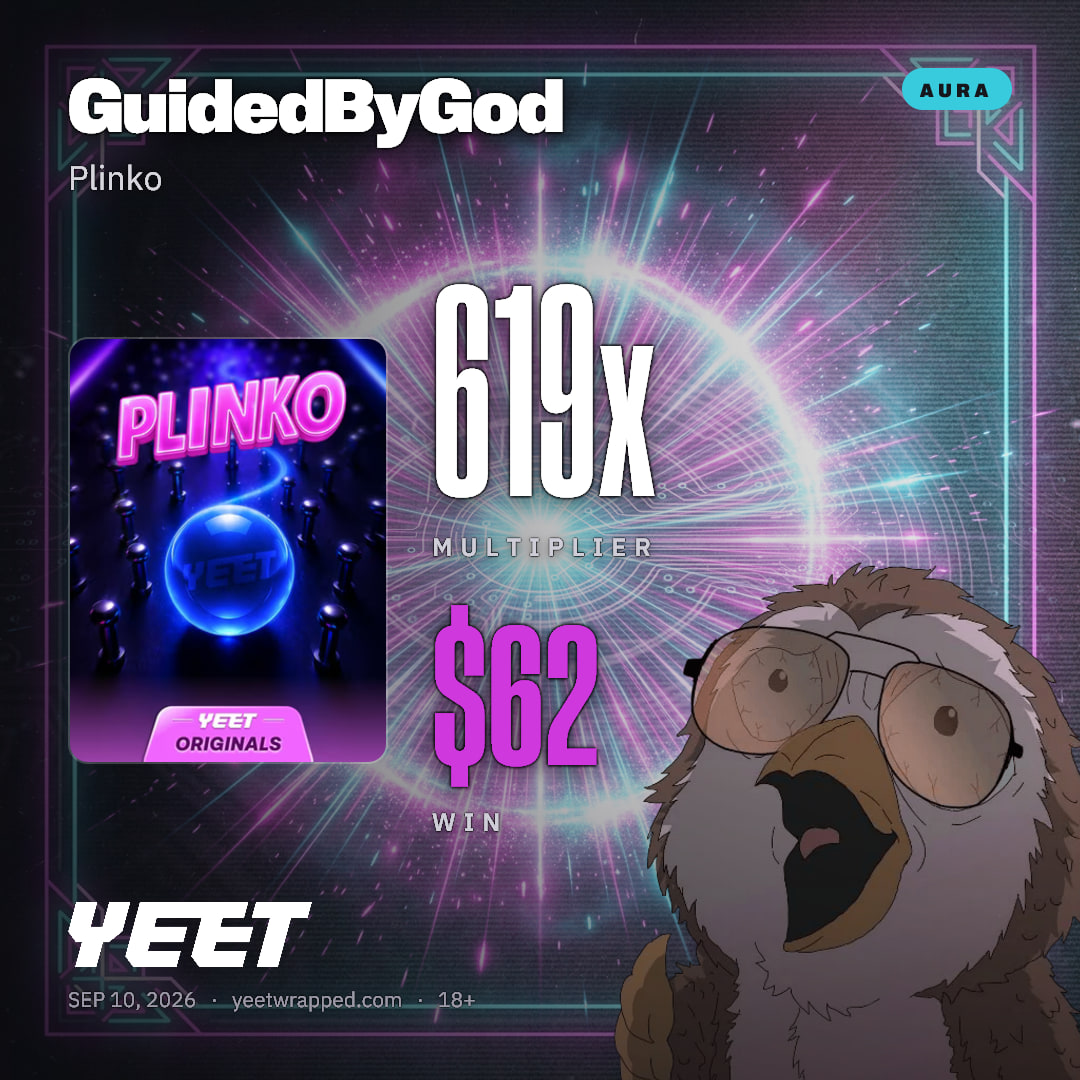 GuidedByGod hit 619x on Plinko