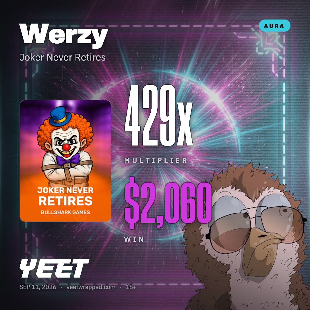 Werzy hit 429.1x on Joker Never Retires