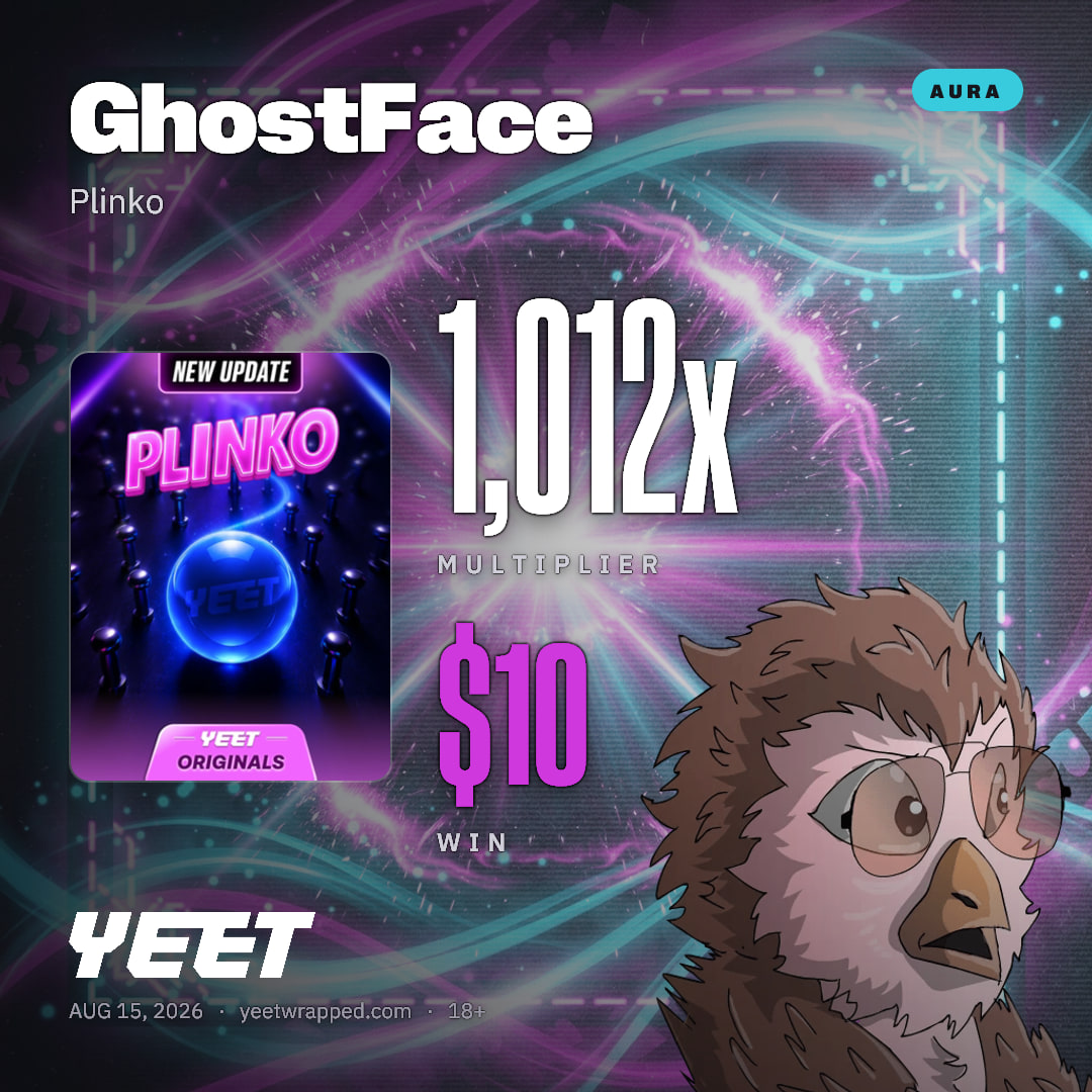 GhostFace hit 1,012x on Plinko