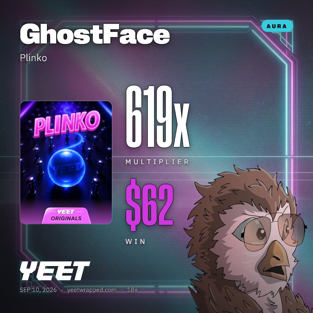 GhostFace hit 619x on Plinko