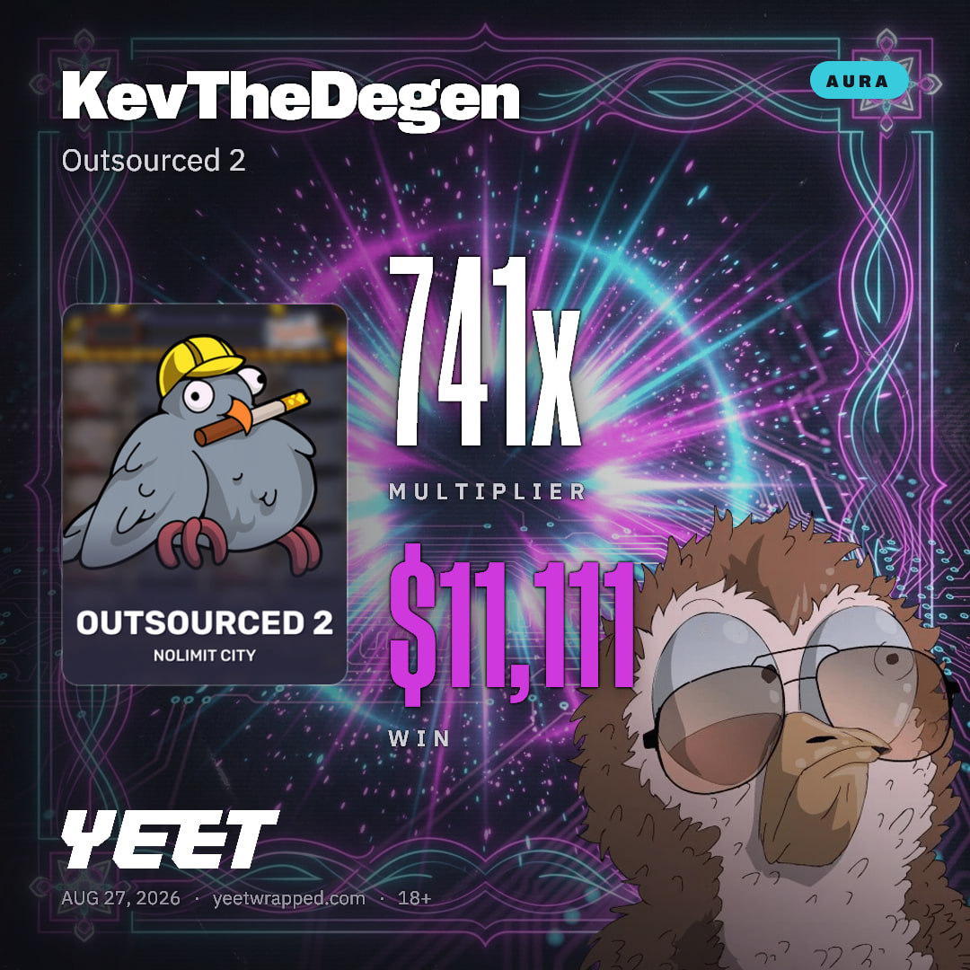 KevTheDegen hit 740.7x on Outsourced 2
