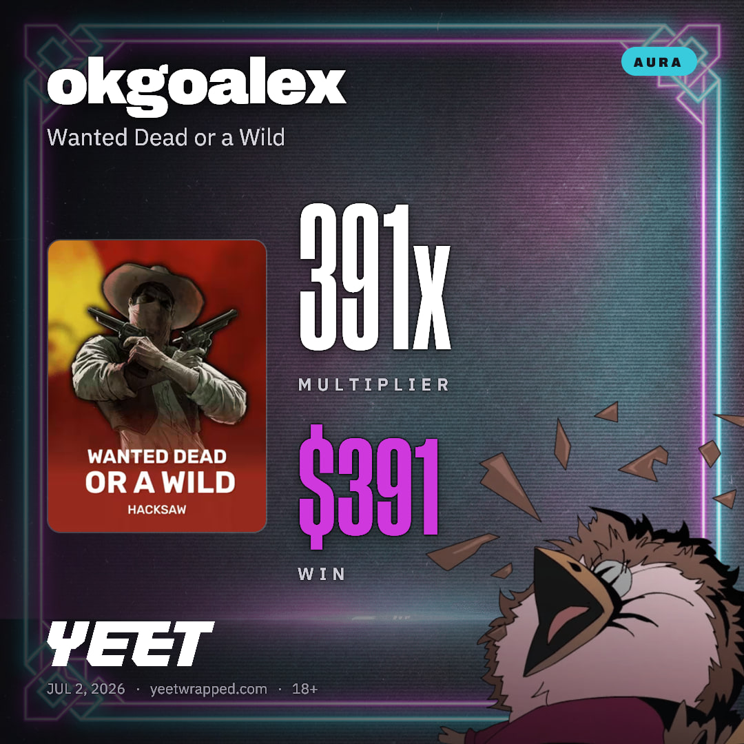 okgoalex hit 390.6x on Wanted Dead or a Wild