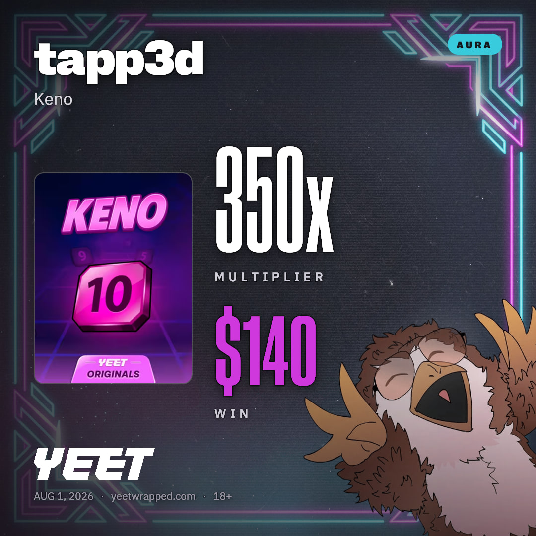 tapp3d hit 350x on Keno