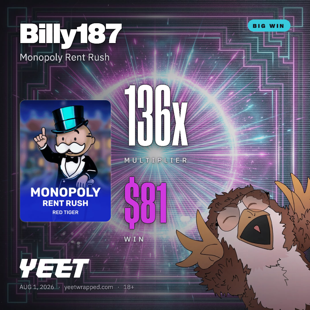 Billy187 hit 135.7x on Monopoly Rent Rush