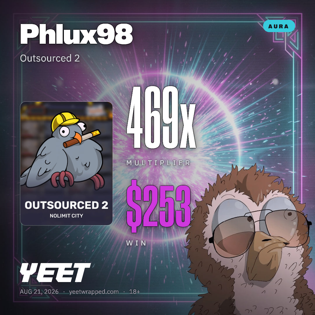 Phlux98 hit 468.8x on Outsourced 2