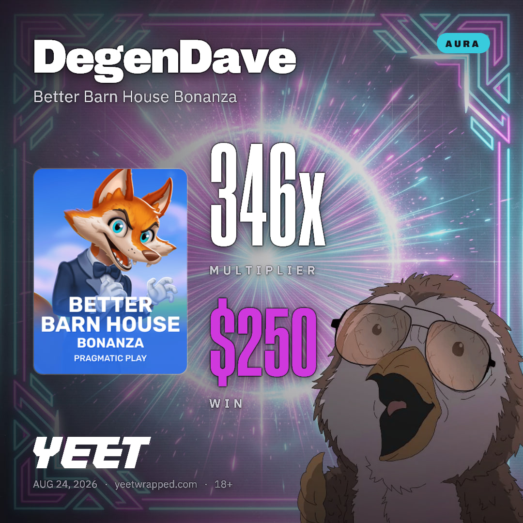 DegenDave hit 345.6x on Better Barn House Bonanza