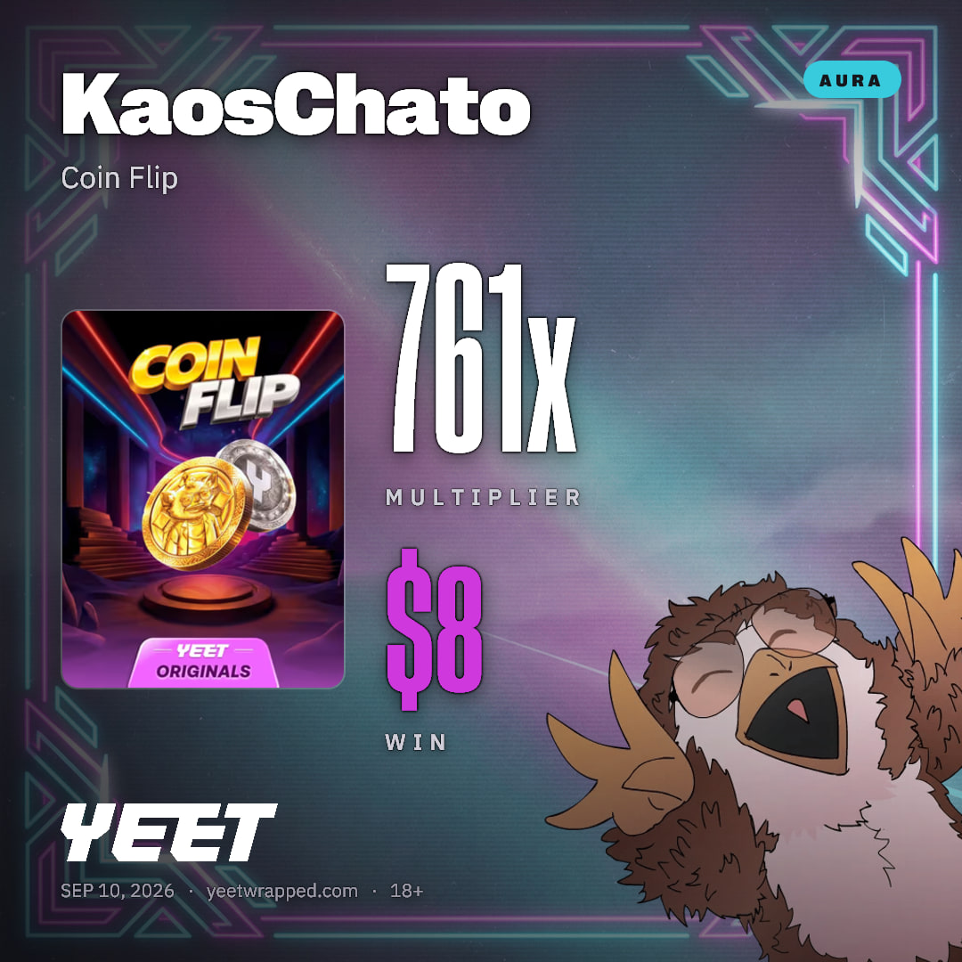 KaosChato hit 760.6x on Coin Flip
