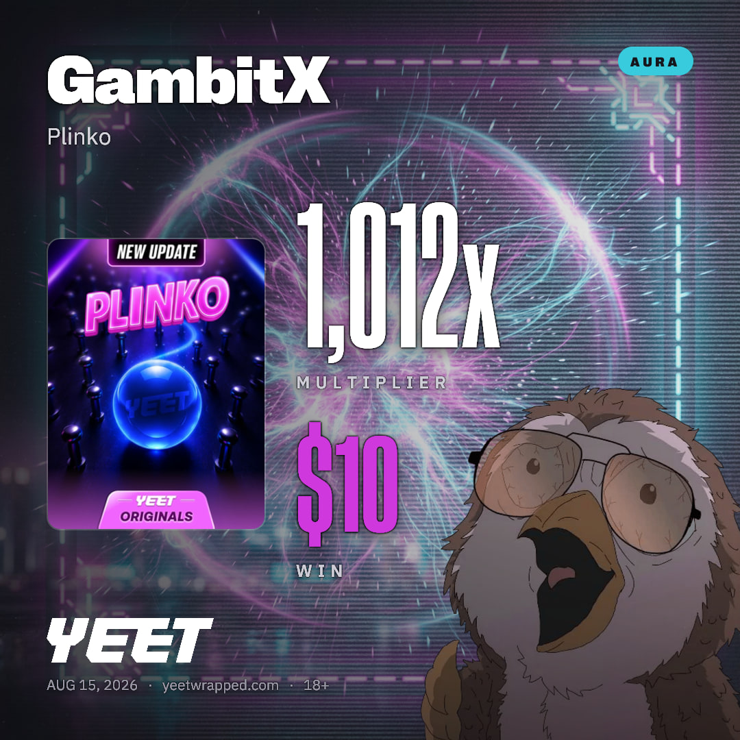 GambitX hit 1,012x on Plinko